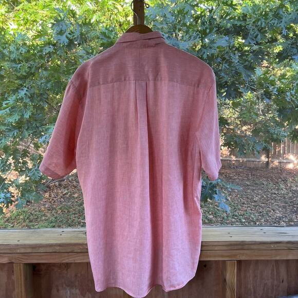 JoS. A. Bank Men's Pink 100% Linen Short Sleeve Button Down Shirt Size XL - Picture 2 of 7